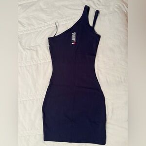 Tommy Hilfiger XS Navy One-Shoulder Dress